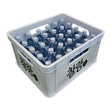 찰랑소주 330ml 업소용 병 30병이 담긴 전용 플라스틱 박스
